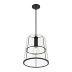 Alonzo 60-Watt 1-Light Matte Black Modern Pendant Light with Clear Glass Shade and No Bulbs Included