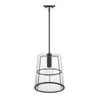 Alonzo 60-Watt 1-Light Matte Black Modern Pendant Light with Clear Glass Shade and No Bulbs Included