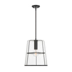 Alonzo 60-Watt 1-Light Matte Black Modern Pendant Light with Clear Glass Shade and No Bulbs Included