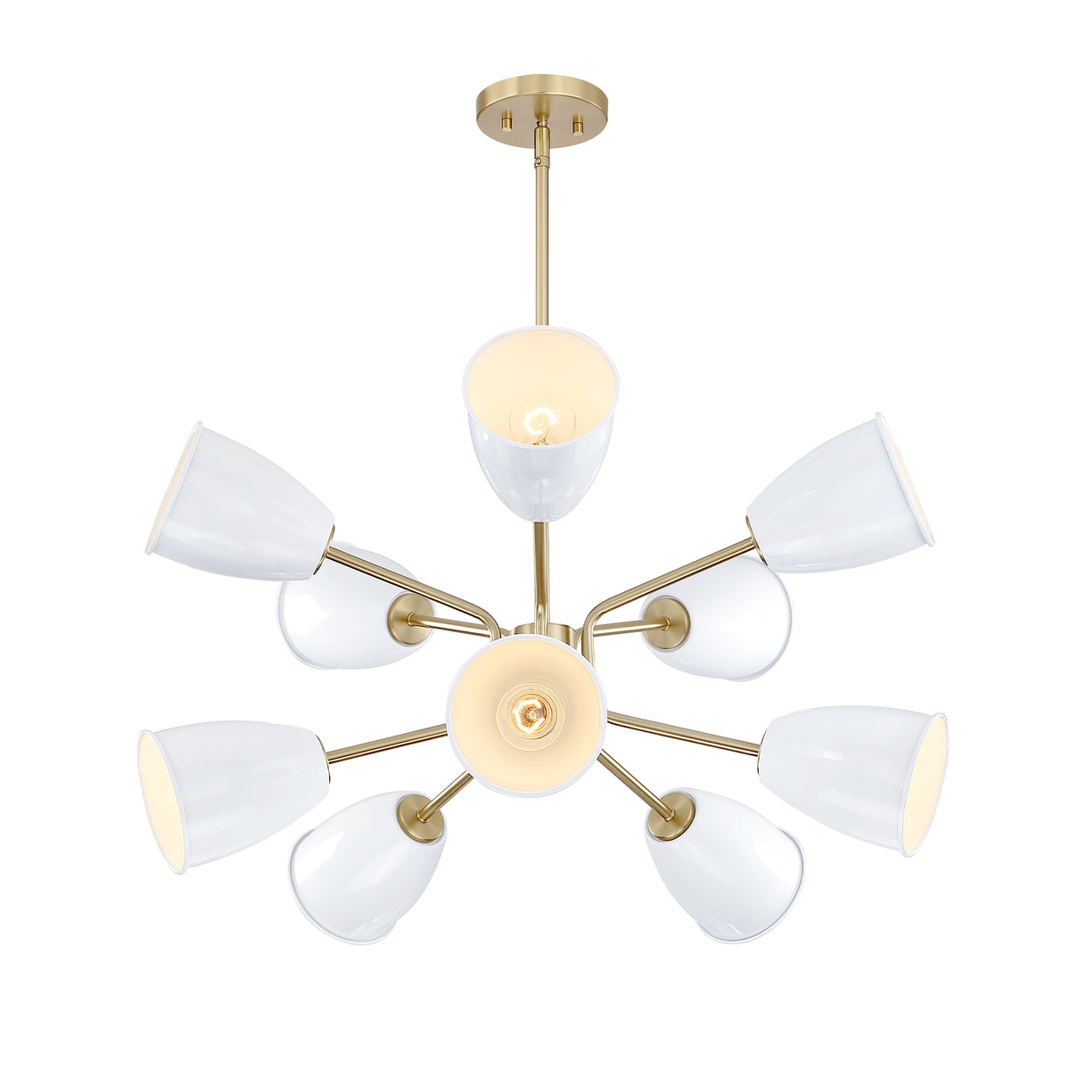 Biba 10-Light Brushed Gold Transitional Tiered Chandelier for Dining Areas with No Bulbs Included