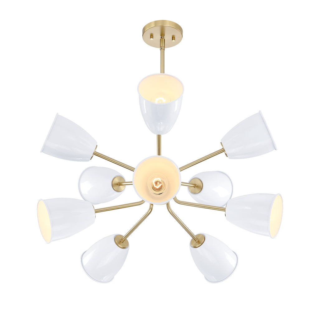 Biba 10-Light Brushed Gold Transitional Tiered Chandelier for Dining Areas with No Bulbs Included