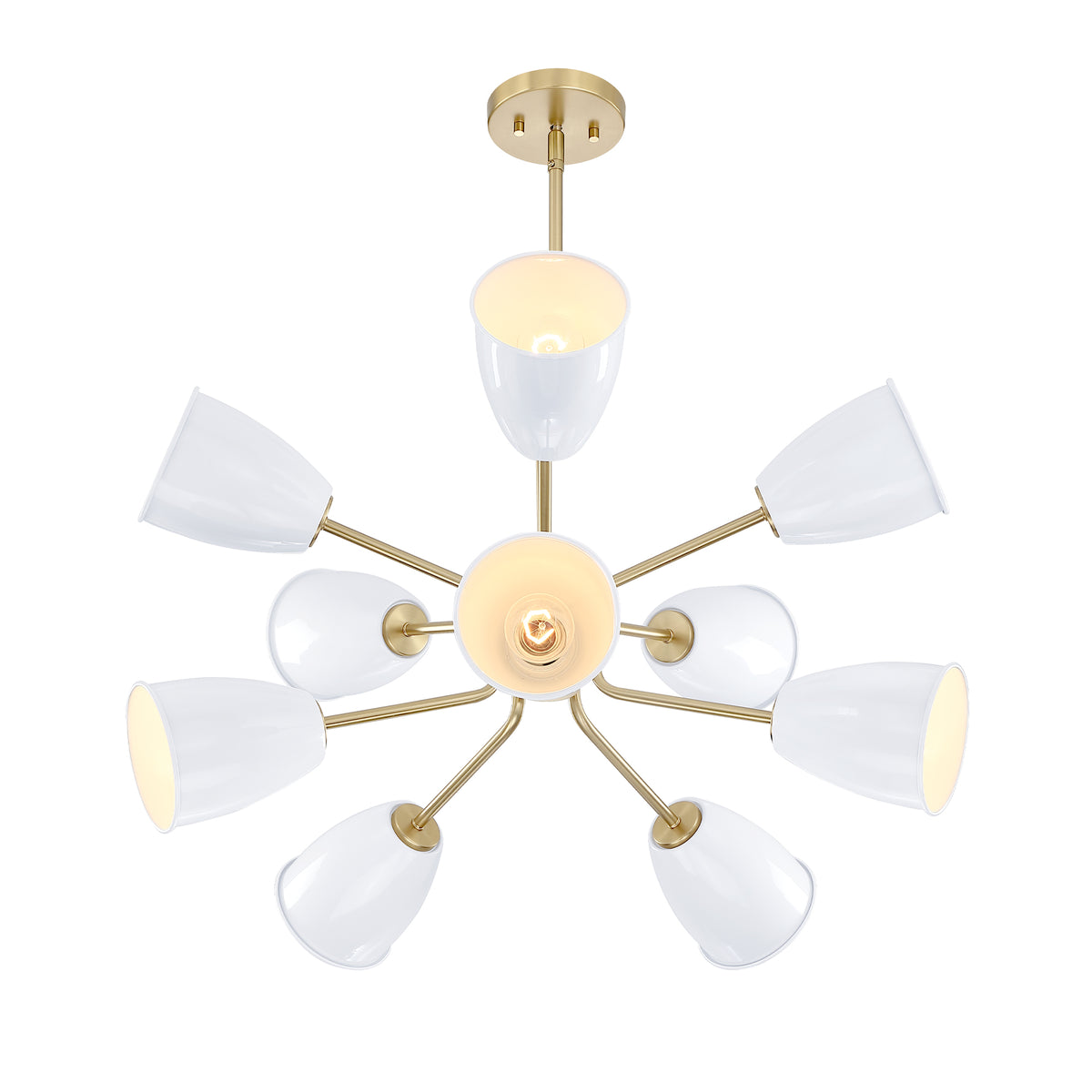Biba 10-Light Brushed Gold Transitional Tiered Chandelier for Dining Areas with No Bulbs Included