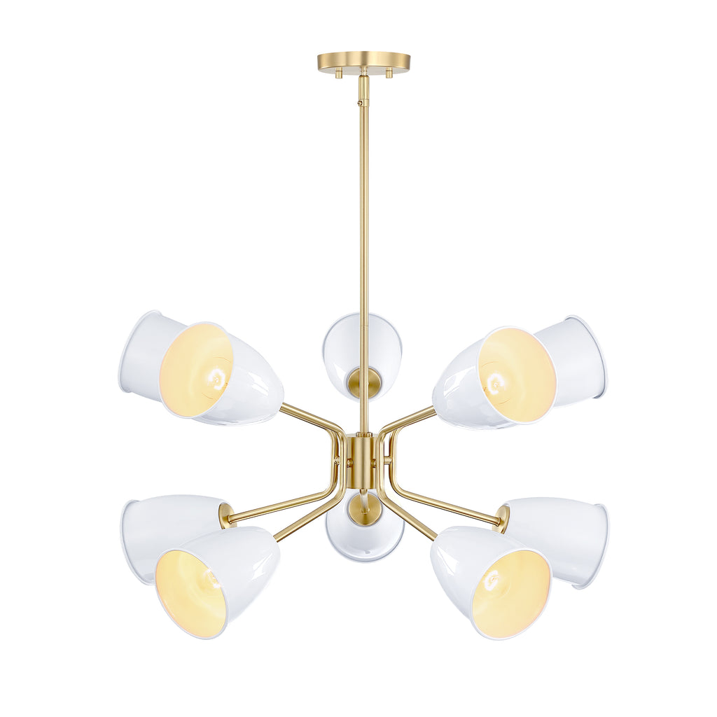 Biba 10-Light Brushed Gold Transitional Tiered Chandelier for Dining Areas with No Bulbs Included