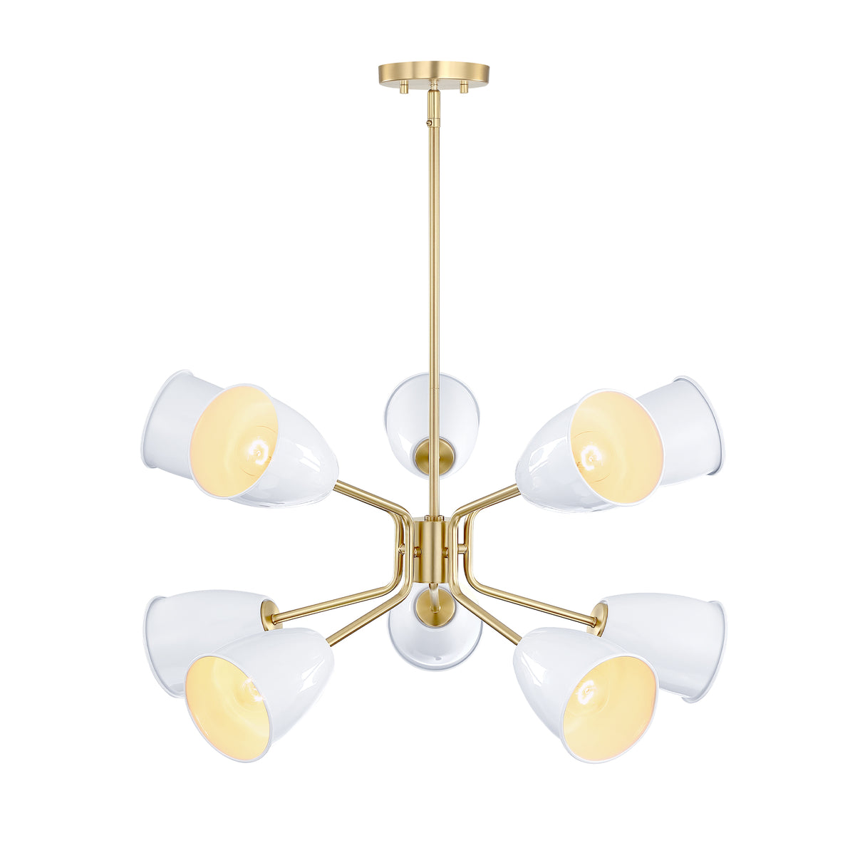 Biba 10-Light Brushed Gold Transitional Tiered Chandelier for Dining Areas with No Bulbs Included