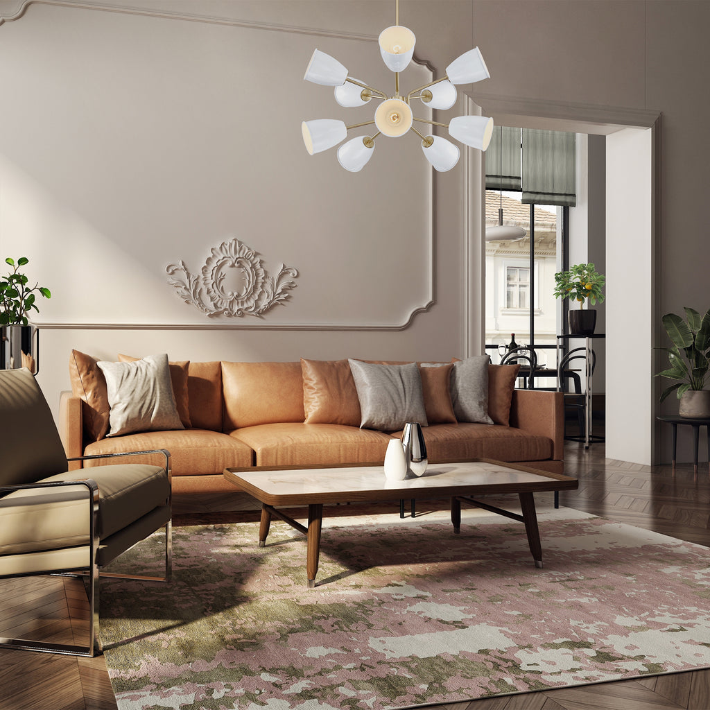 Biba 10-Light Brushed Gold Transitional Tiered Chandelier for Dining Areas with No Bulbs Included