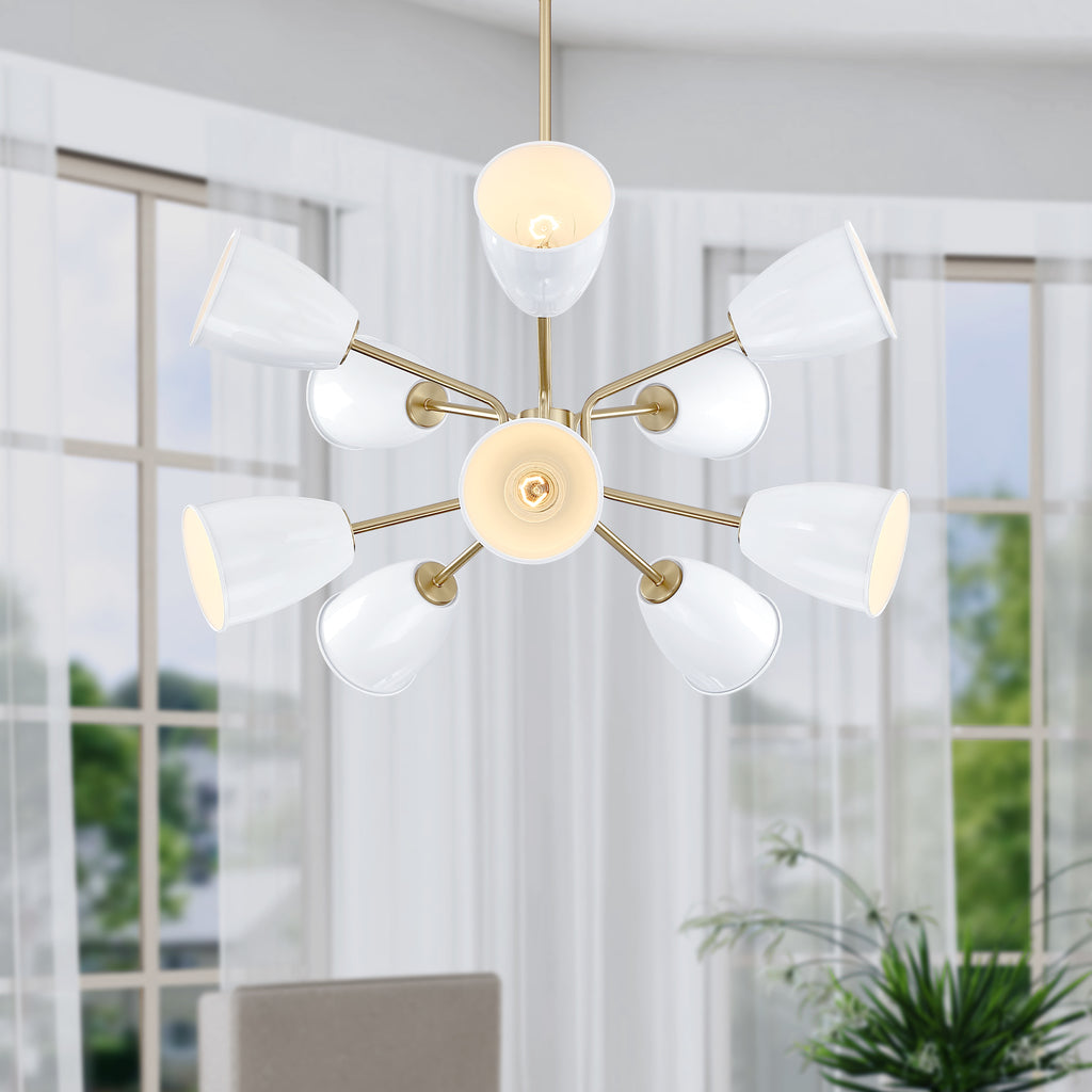 Biba 10-Light Brushed Gold Transitional Tiered Chandelier for Dining Areas with No Bulbs Included