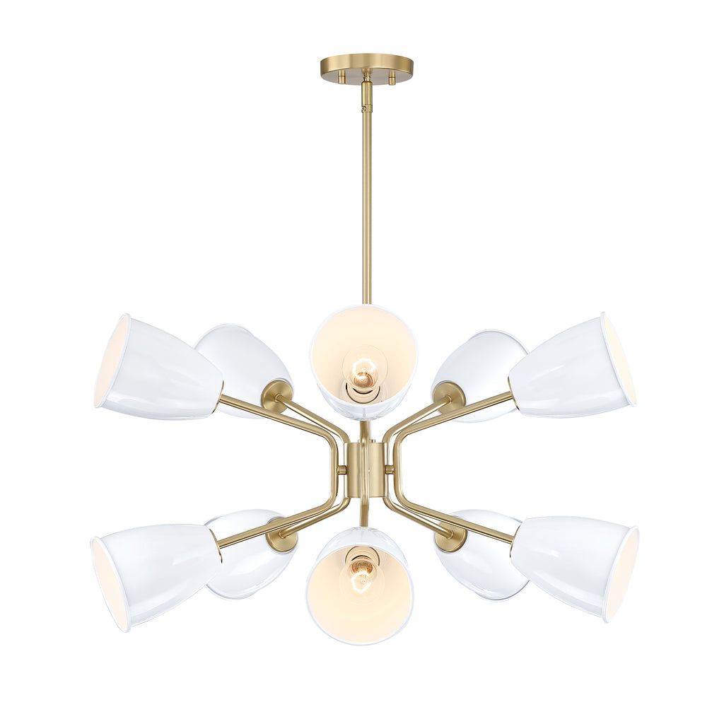 Biba 10-Light Brushed Gold Transitional Tiered Chandelier for Dining Areas with No Bulbs Included