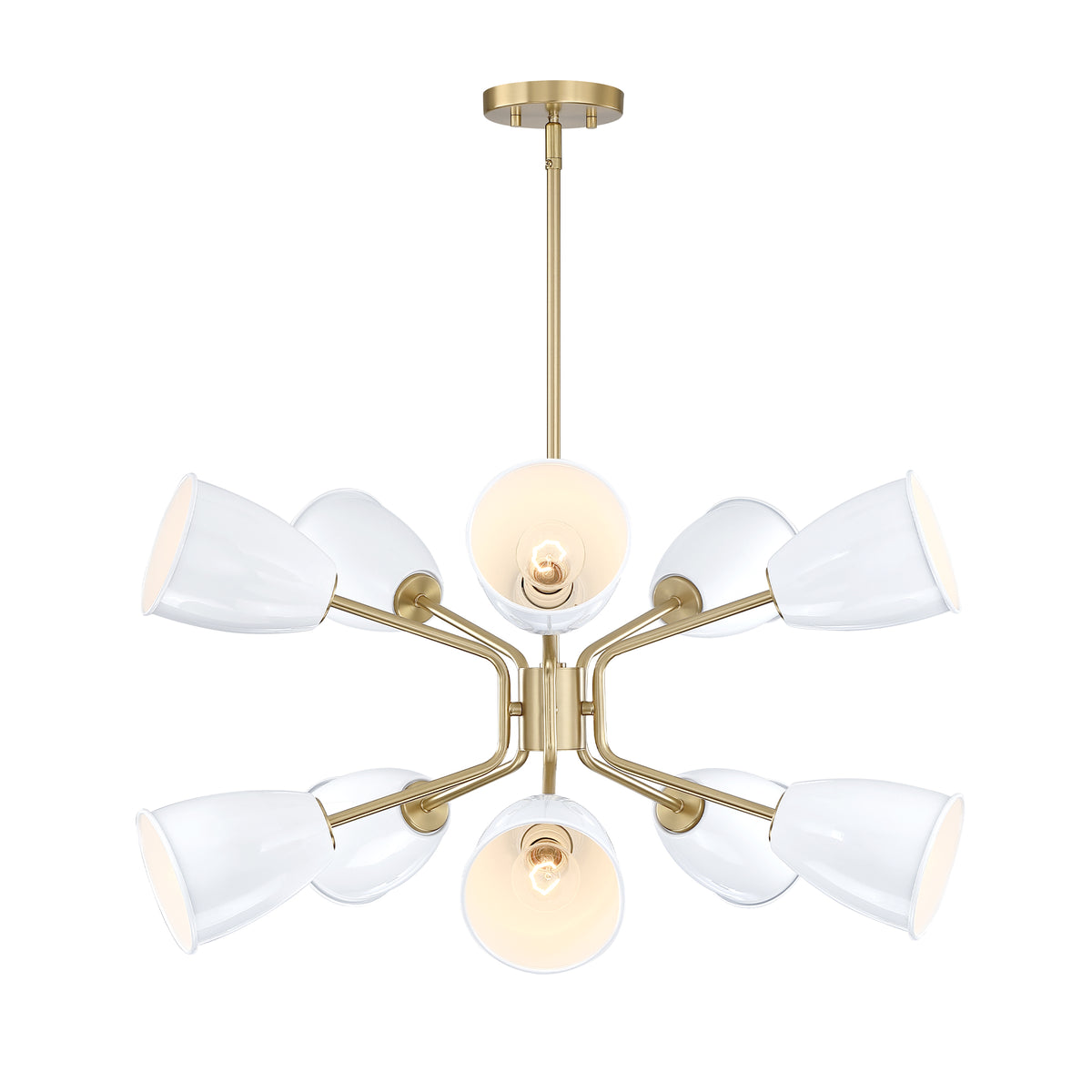 Biba 10-Light Brushed Gold Transitional Tiered Chandelier for Dining Areas with No Bulbs Included