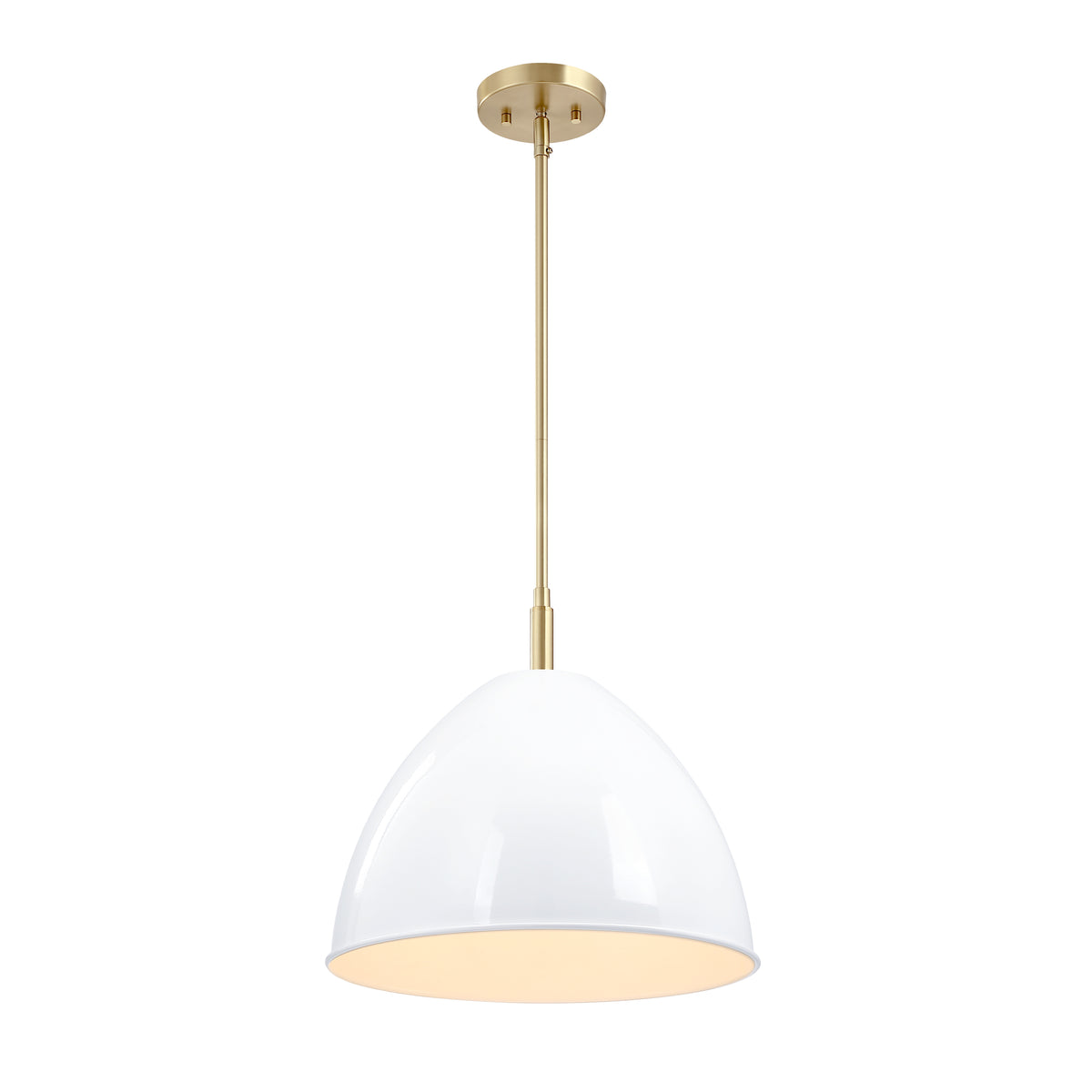 Biba 60-Watt 1-Light Brushed Gold Modern Pendant Light with Ice Mist Metal Shade and No Bulbs Included