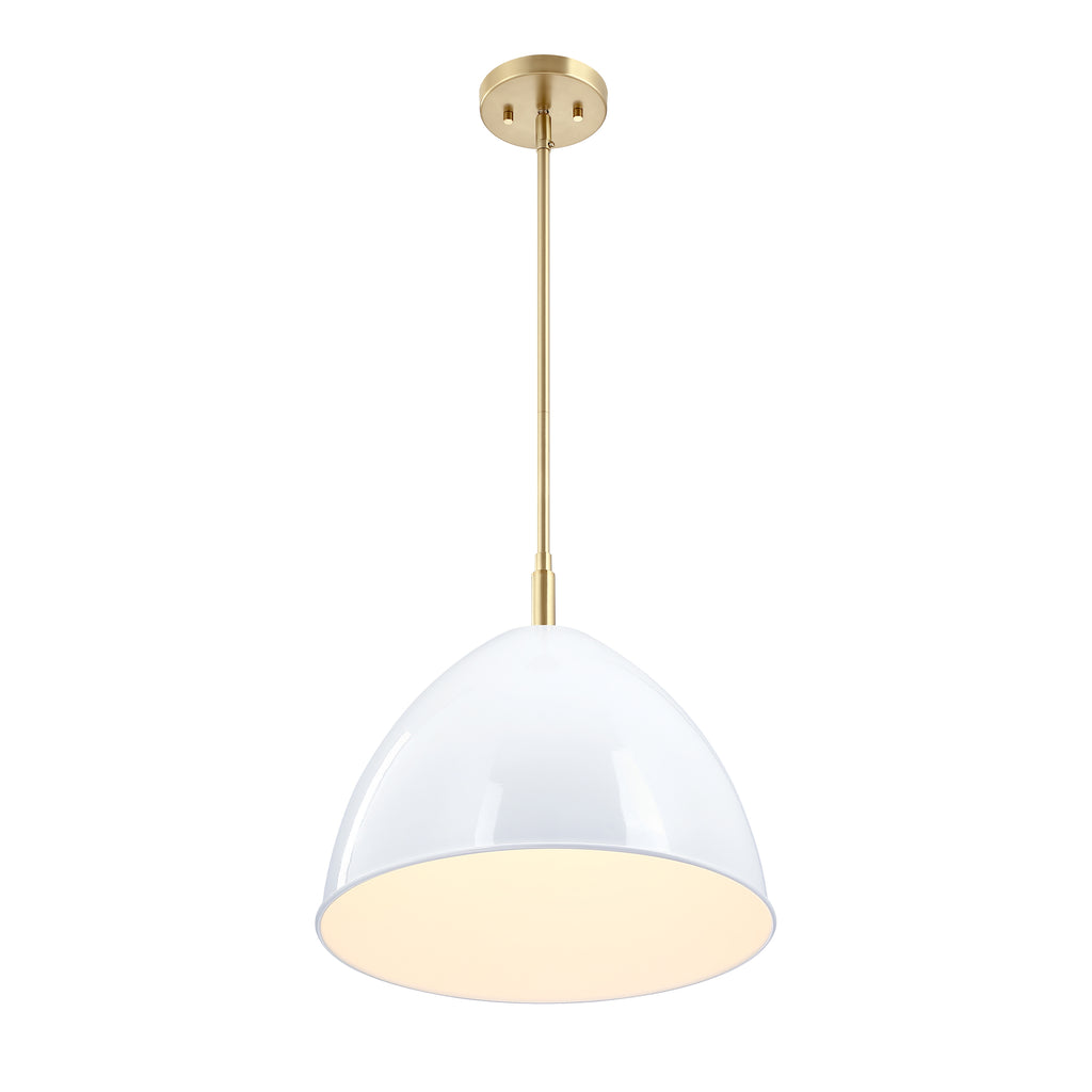 Biba 60-Watt 1-Light Brushed Gold Modern Pendant Light with Ice Mist Metal Shade and No Bulbs Included