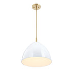 Biba 60-Watt 1-Light Brushed Gold Modern Pendant Light with Ice Mist Metal Shade and No Bulbs Included