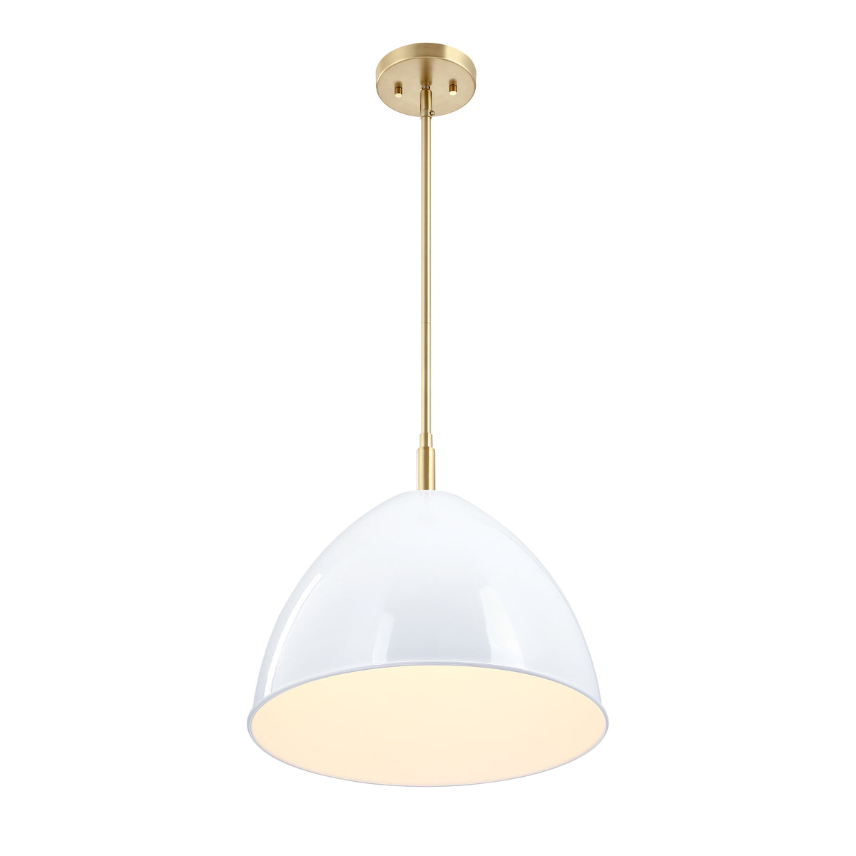 Biba 60-Watt 1-Light Brushed Gold Modern Pendant Light with Ice Mist Metal Shade and No Bulbs Included