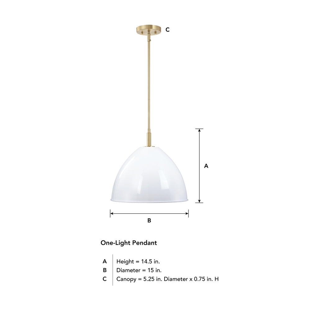 Biba 60-Watt 1-Light Brushed Gold Modern Pendant Light with Ice Mist Metal Shade and No Bulbs Included