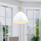 Biba 60-Watt 1-Light Brushed Gold Modern Pendant Light with Ice Mist Metal Shade and No Bulbs Included