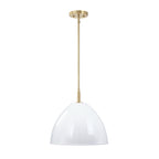 Biba 60-Watt 1-Light Brushed Gold Modern Pendant Light with Ice Mist Metal Shade and No Bulbs Included