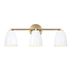 Biba 24 in. 3-Light Brushed Gold Modern Vanity Light with Grey Sky Metal Shades for Bathrooms