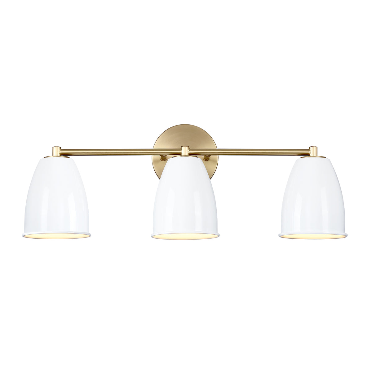Biba 24 in. 3-Light Brushed Gold Modern Vanity Light with Grey Sky Metal Shades for Bathrooms