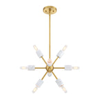 Star Dust 60-Watt 8-Light Brushed Gold Modern Pendant Light with Natural Marble Accents and No Bulbs Included