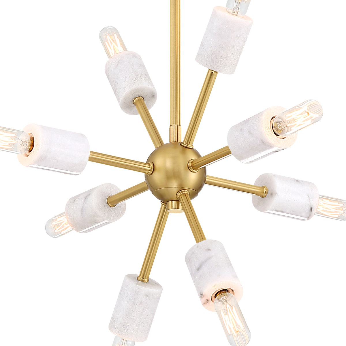 Star Dust 60-Watt 8-Light Brushed Gold Modern Pendant Light with Natural Marble Accents and No Bulbs Included