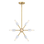 Star Dust 60-Watt 8-Light Brushed Gold Modern Pendant Light with Natural Marble Accents and No Bulbs Included