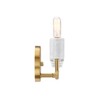 Star Dust 24.25 in. 5-Light Brushed Gold Mid-century Vanity Light with Natural Marble Accents