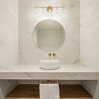Star Dust 24.25 in. 5-Light Brushed Gold Mid-century Vanity Light with Natural Marble Accents