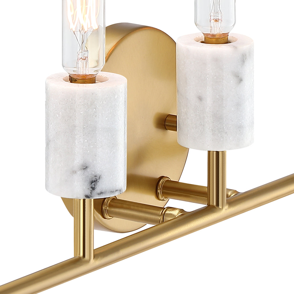 Star Dust 24.25 in. 5-Light Brushed Gold Mid-century Vanity Light with Natural Marble Accents