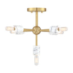 Star Dust 16.5 in. 5-Light Brushed Gold Modern Entryway Semi-Flush Mount with No Bulbs Included