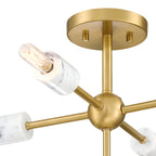 Star Dust 16.5 in. 5-Light Brushed Gold Modern Entryway Semi-Flush Mount with No Bulbs Included