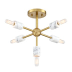 Star Dust 16.5 in. 5-Light Brushed Gold Modern Entryway Semi-Flush Mount with No Bulbs Included