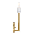 Star Dust 5.25 in. 1-Light Brushed Gold Mid-century Wall Sconce with Natural Marble Accent for Living Rooms