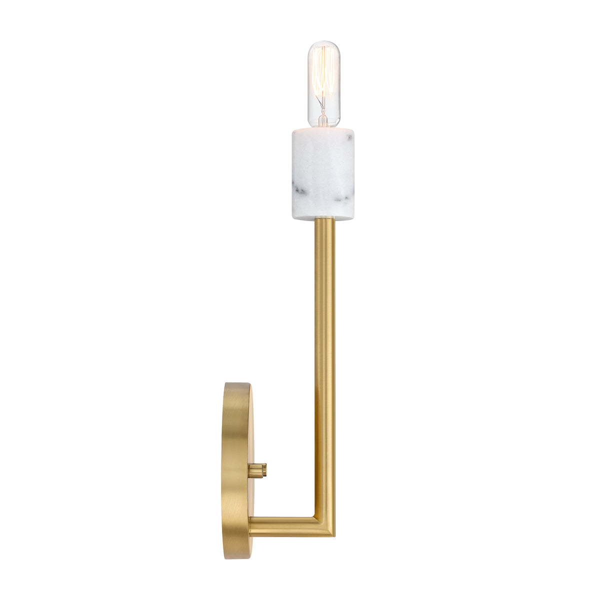 Star Dust 5.25 in. 1-Light Brushed Gold Mid-century Wall Sconce with Natural Marble Accent for Living Rooms