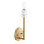 Star Dust 5.25 in. 1-Light Brushed Gold Mid-century Wall Sconce with Natural Marble Accent for Living Rooms