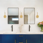 Star Dust 5.25 in. 1-Light Brushed Gold Mid-century Wall Sconce with Natural Marble Accent for Living Rooms