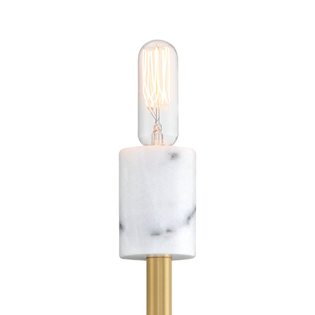 Star Dust 5.25 in. 1-Light Brushed Gold Mid-century Wall Sconce with Natural Marble Accent for Living Rooms