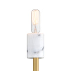 Star Dust 5.25 in. 1-Light Brushed Gold Mid-century Wall Sconce with Natural Marble Accent for Living Rooms