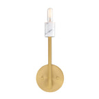 Star Dust 5.25 in. 1-Light Brushed Gold Mid-century Wall Sconce with Natural Marble Accent for Living Rooms