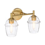 Summer Jazz 16 in. 2-Light Brushed Gold Transitional Vanity Light with Clear Glass Shades for Bathrooms