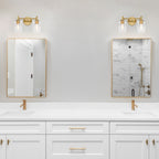 Summer Jazz 16 in. 2-Light Brushed Gold Transitional Vanity Light with Clear Glass Shades for Bathrooms