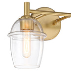 Summer Jazz 16 in. 2-Light Brushed Gold Transitional Vanity Light with Clear Glass Shades for Bathrooms