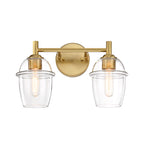 Summer Jazz 16 in. 2-Light Brushed Gold Transitional Vanity Light with Clear Glass Shades for Bathrooms