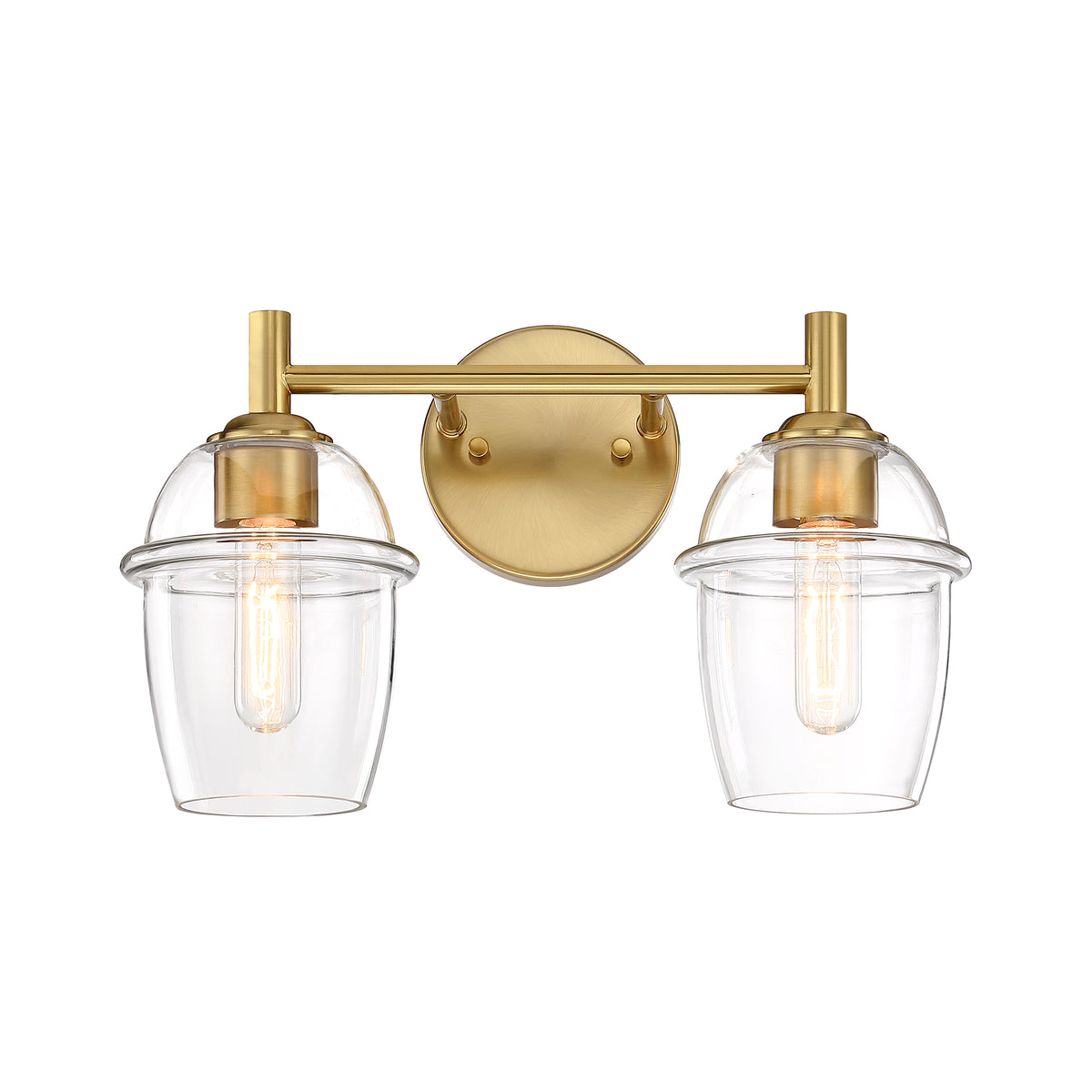 Summer Jazz 16 in. 2-Light Brushed Gold Transitional Vanity Light with Clear Glass Shades for Bathrooms