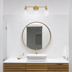 Summer Jazz 24 in. 3-Light Brushed Gold Transitional Vanity Light with Clear Glass Shades for Bathrooms