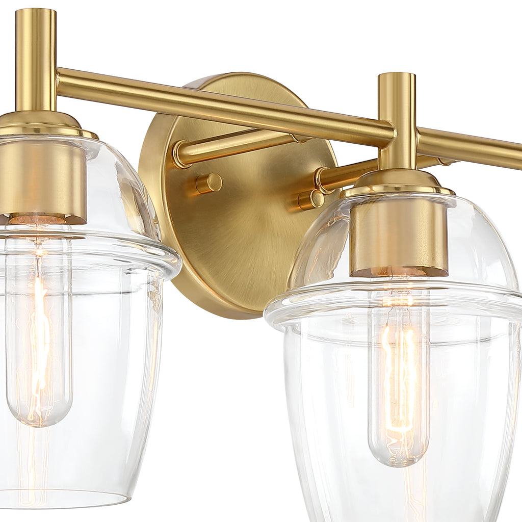 Summer Jazz 24 in. 3-Light Brushed Gold Transitional Vanity Light with Clear Glass Shades for Bathrooms