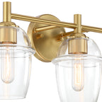 Summer Jazz 24 in. 3-Light Brushed Gold Transitional Vanity Light with Clear Glass Shades for Bathrooms