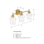 Summer Jazz 24 in. 3-Light Brushed Gold Transitional Vanity Light with Clear Glass Shades for Bathrooms