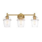 Summer Jazz 24 in. 3-Light Brushed Gold Transitional Vanity Light with Clear Glass Shades for Bathrooms