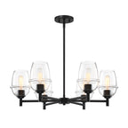 Summer Jazz 6-Light Matte Black Transitional Sputnik Chandelier for Dining Areas with No Bulbs Included