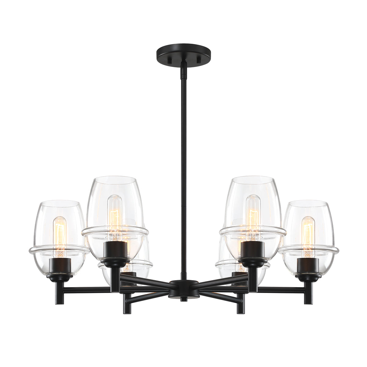 Summer Jazz 6-Light Matte Black Transitional Sputnik Chandelier for Dining Areas with No Bulbs Included