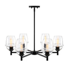 Summer Jazz 6-Light Matte Black Transitional Sputnik Chandelier for Dining Areas with No Bulbs Included
